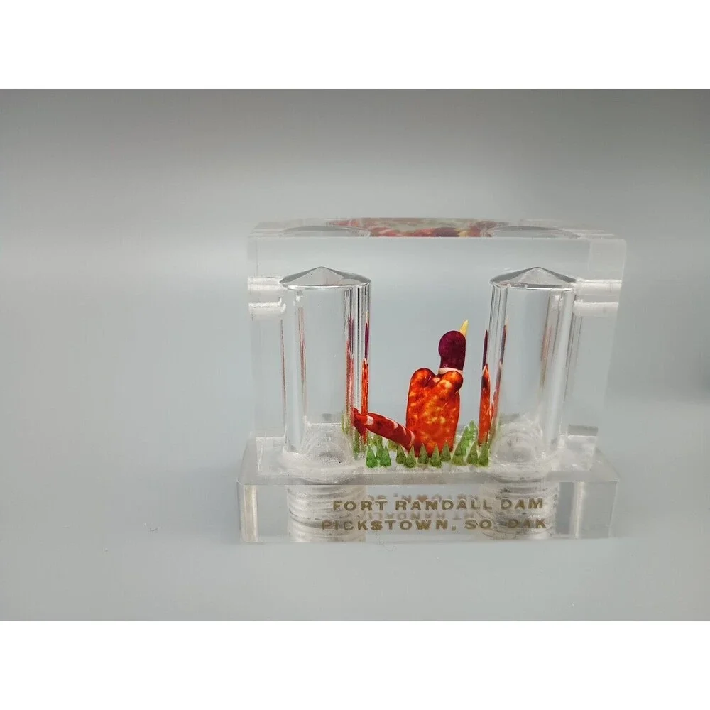 Vintage Lucite Pheasant Salt And Pepper Shaker Fort Randall Dam